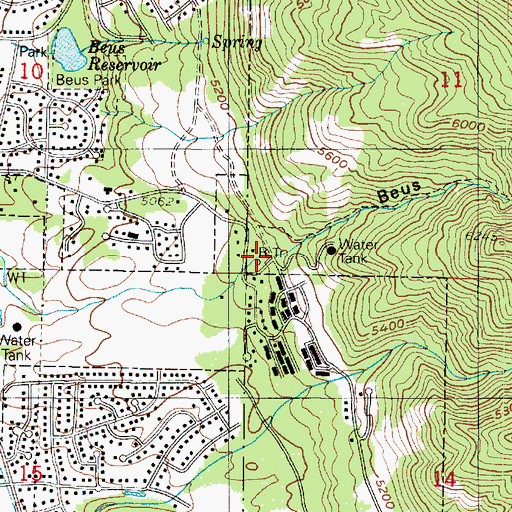 Topographic Map of Beus Canyon, UT