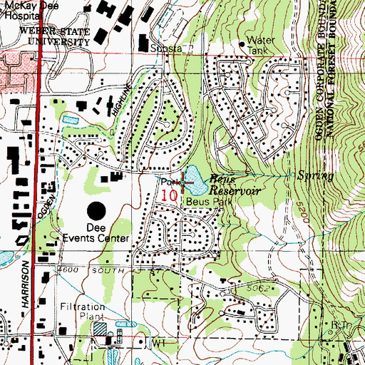 Topographic Map of Beus Reservoir, UT