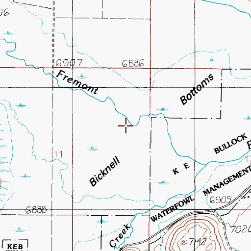 Topographic Map of Bicknell Bottoms, UT