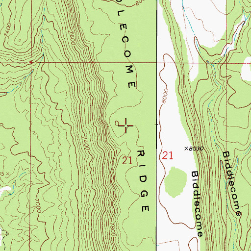Topographic Map of Biddlecome Ridge, UT