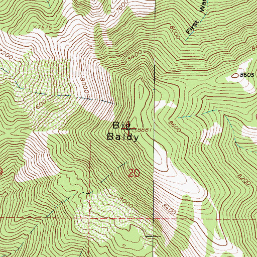 Topographic Map of Big Baldy, UT