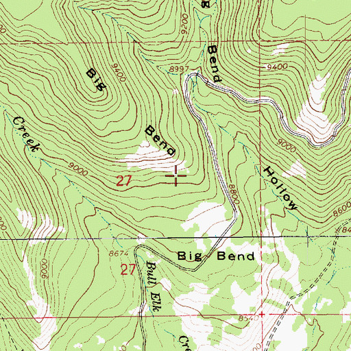 Topographic Map of Big Bend, UT