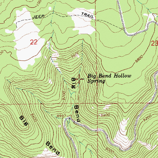 Topographic Map of Big Bend Hollow Spring, UT