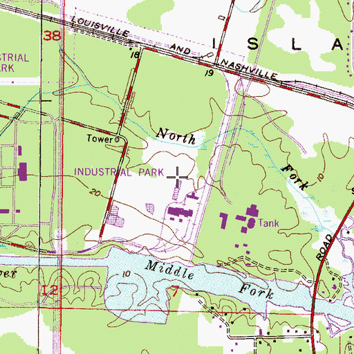 Topographic Map of Theodore Industrial Park, AL