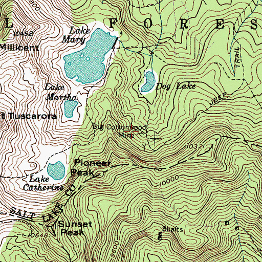 Topographic Map of Big Cottonwood Mine, UT