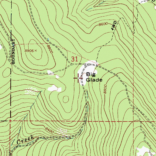Topographic Map of Big Glade, UT