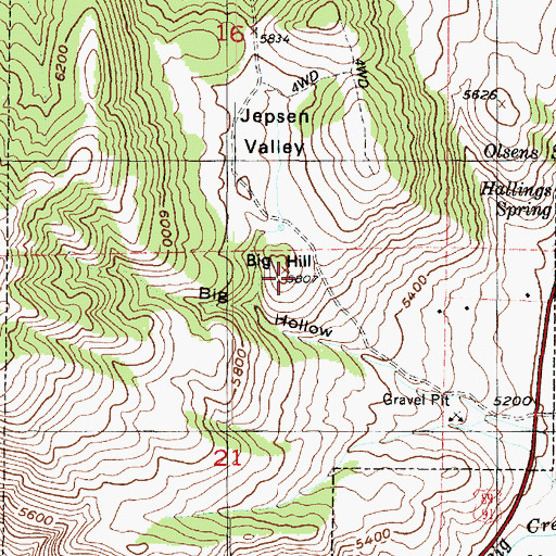 Topographic Map of Big Hill, UT