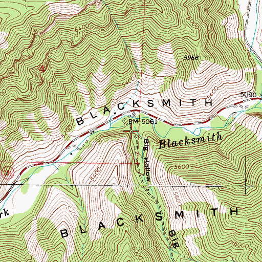 Topographic Map of Big Hollow, UT