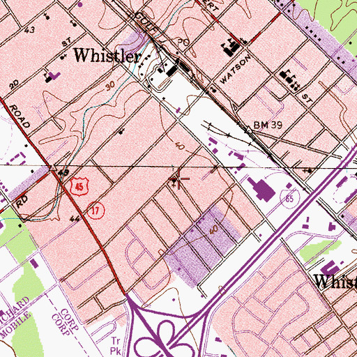 Topographic Map of Third Baptist Church, AL