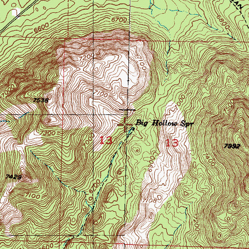 Topographic Map of Big Hollow Spring, UT