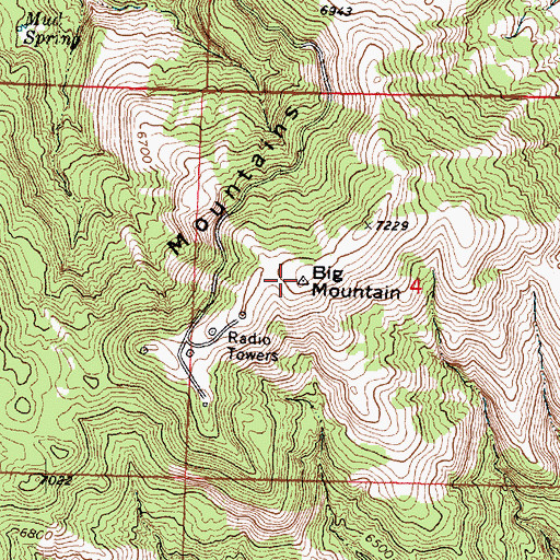 Topographic Map of Big Mountain, UT