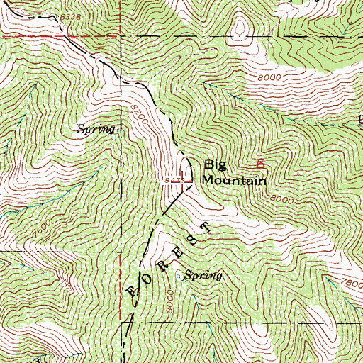 Topographic Map of Big Mountain, UT