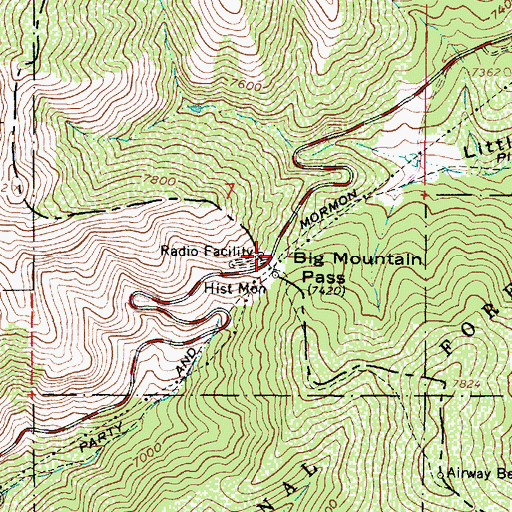 Topographic Map of Big Mountain Pass, UT