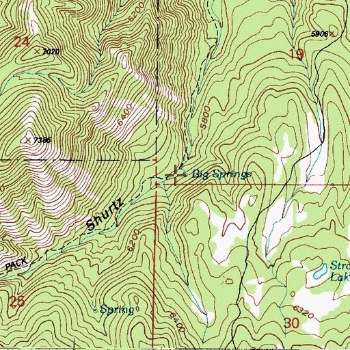 Topographic Map of Big Springs, UT