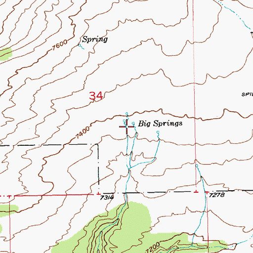Topographic Map of Big Springs, UT