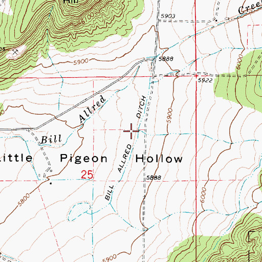 Topographic Map of Bill Allred Ditch, UT