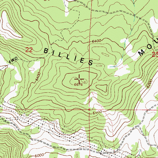 Topographic Map of Billies Mountain, UT