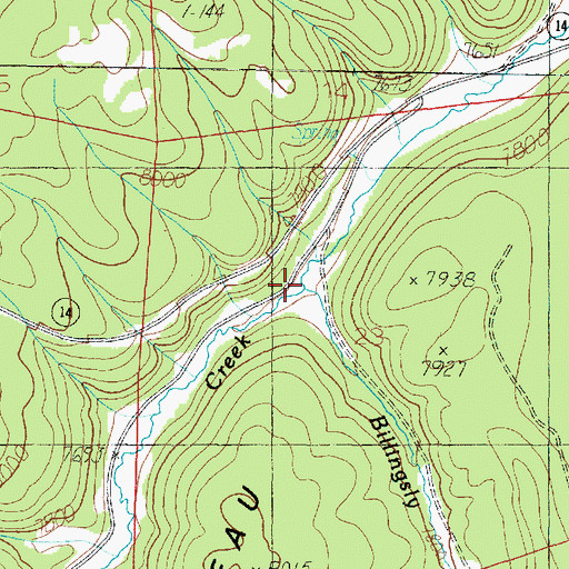 Topographic Map of Billingsly Creek, UT
