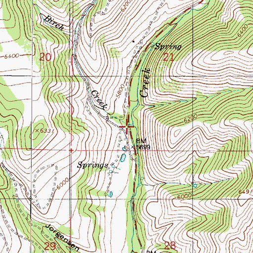 Topographic Map of Birch Creek, UT