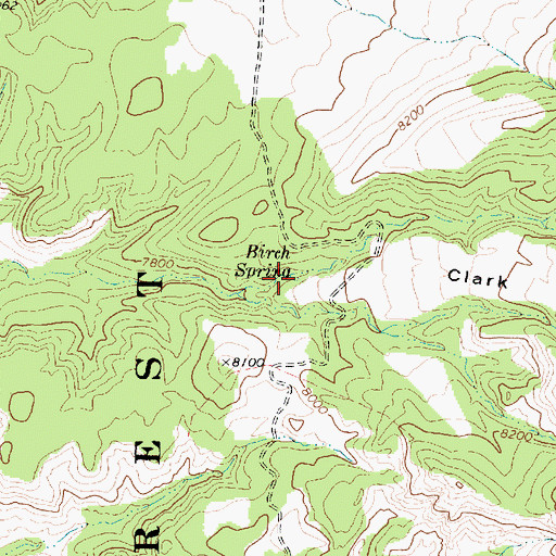 Topographic Map of Birch Spring, UT