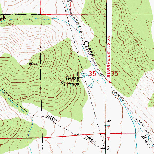 Topographic Map of Birch Springs, UT