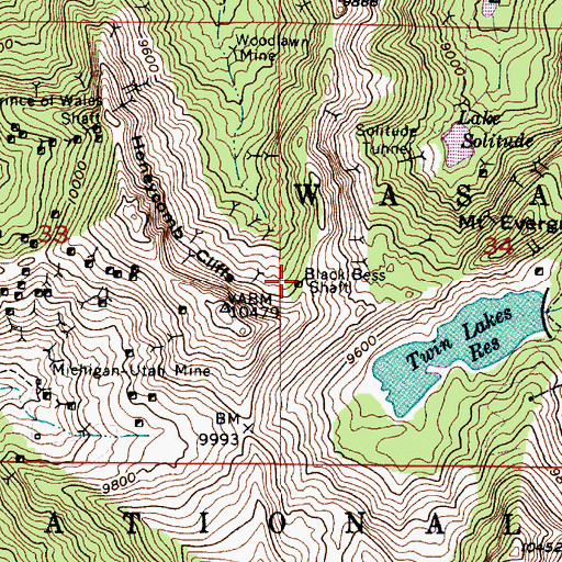 Topographic Map of Black Bess Shaft, UT