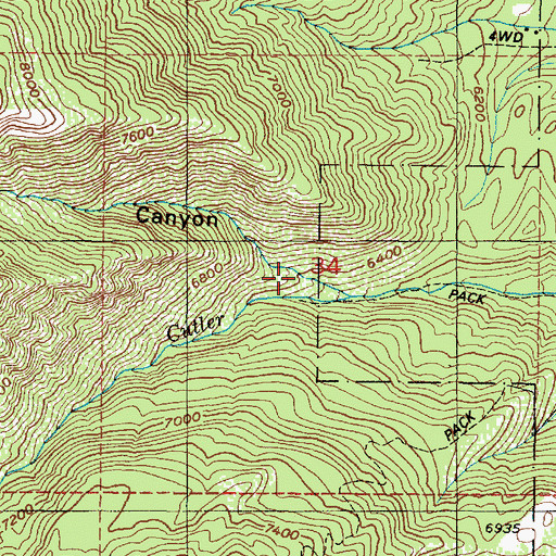 Topographic Map of Black Canyon, UT