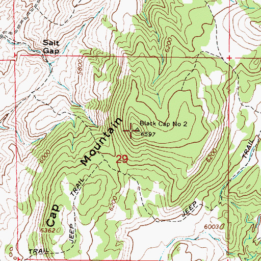 Topographic Map of Black Cap Mountain, UT
