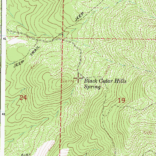 Topographic Map of Black Cedar Hills Spring, UT