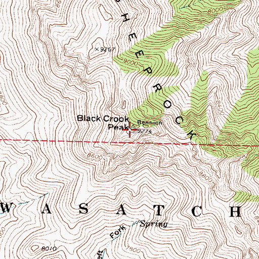 Topographic Map of Black Crook Peak, UT