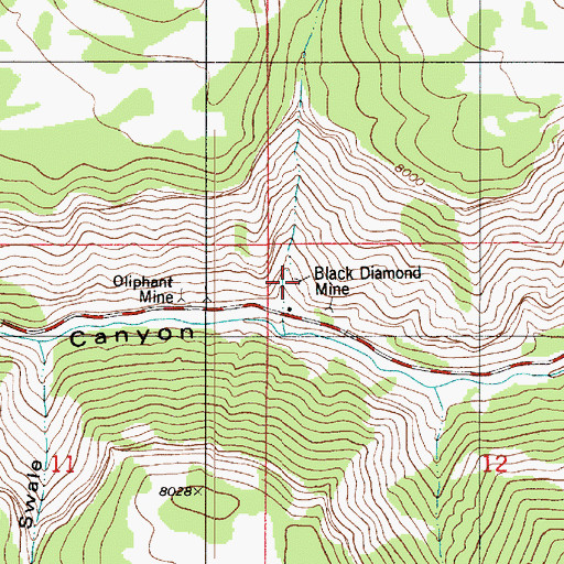 Topographic Map of Black Diamond Mine, UT
