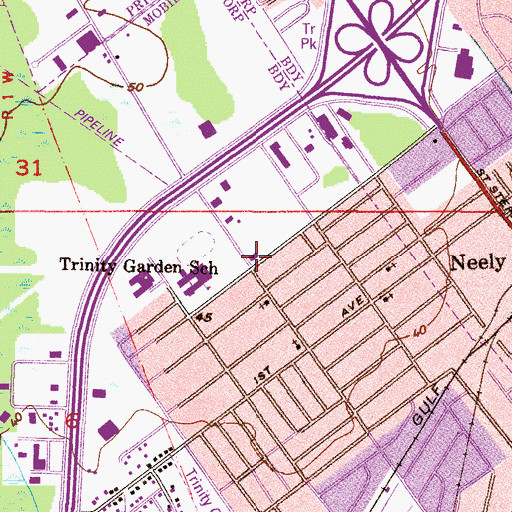 Topographic Map of Trinity Lutheran Church, AL