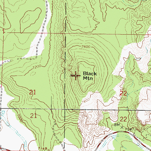 Topographic Map of Black Mountain, UT