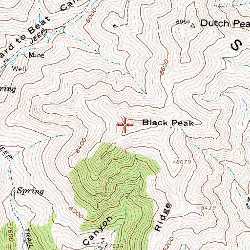 Topographic Map of Black Peak, UT