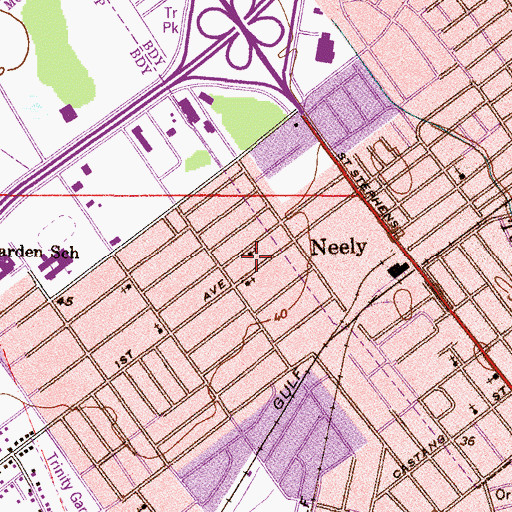Topographic Map of True Holiness Church of God, AL