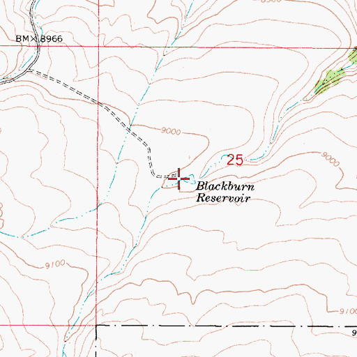 Topographic Map of Blackburn Reservoir, UT