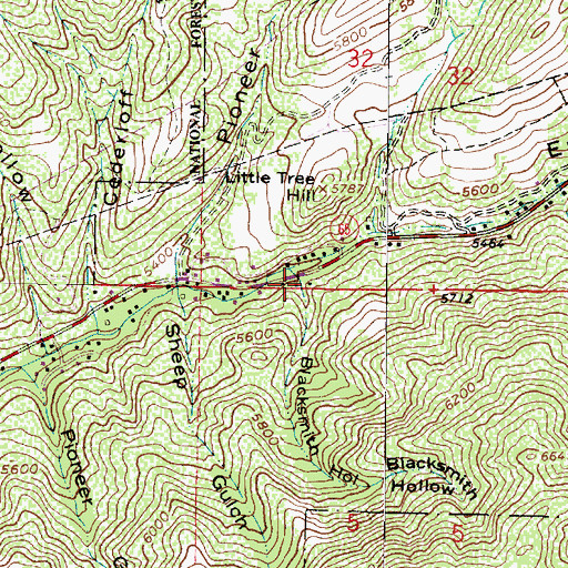 Topographic Map of Blacksmith Hollow, UT