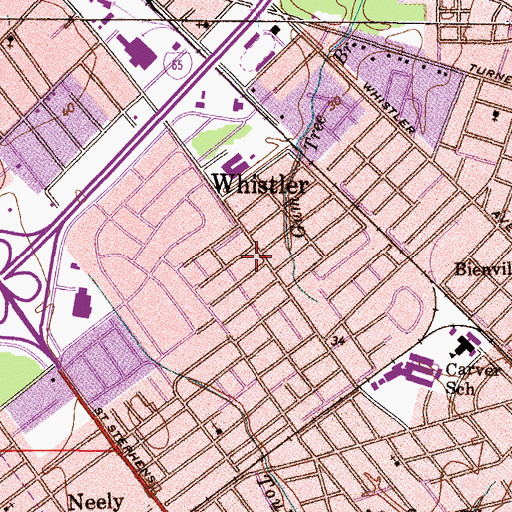 Topographic Map of True Light Missionary Baptist Church, AL
