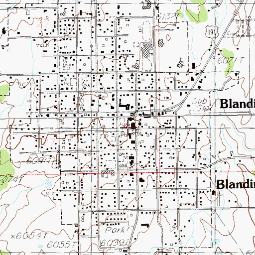 Topographic Map of Blanding, UT