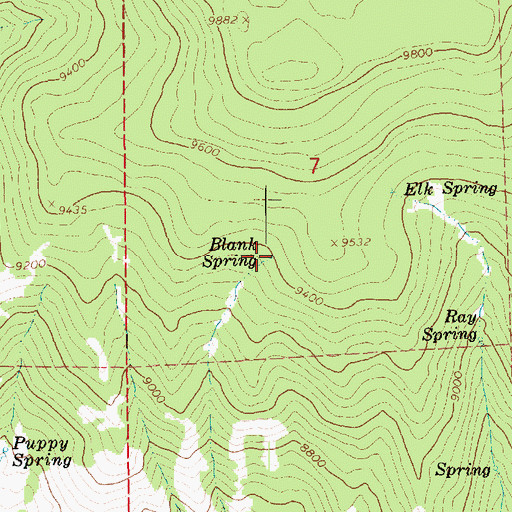 Topographic Map of Blank Spring, UT