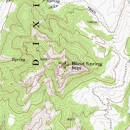 Topographic Map of Blind Spring Mountain, UT