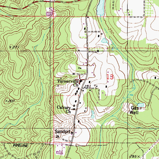 Topographic Map of Turnerville Church, AL