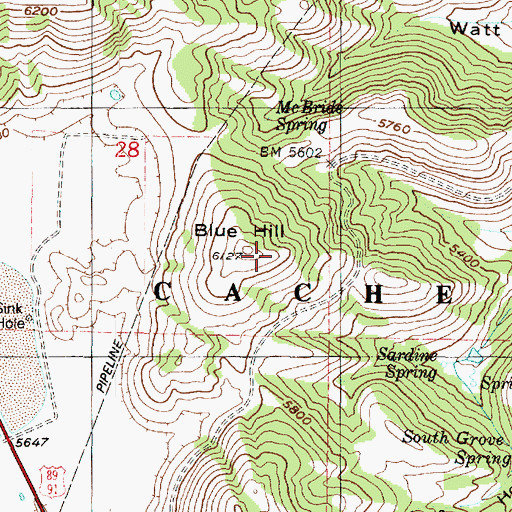 Topographic Map of Blue Hill, UT