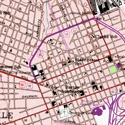 Topographic Map of Union Baptist Church, AL