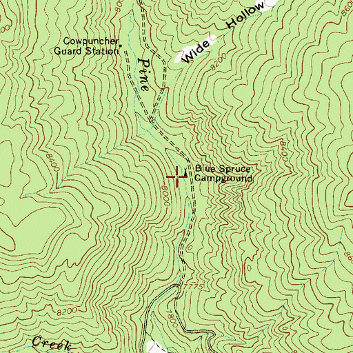 Topographic Map of Blue Spruce Campground, UT