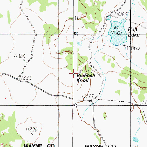 Topographic Map of Bluebell Knoll, UT