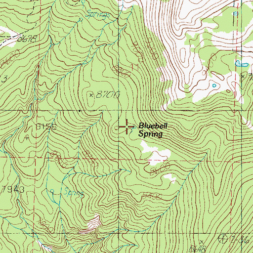 Topographic Map of Bluebell Spring, UT