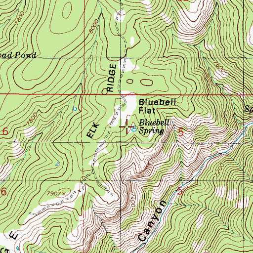 Topographic Map of Bluebell Spring, UT