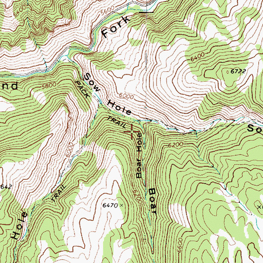 Topographic Map of Boar Hole, UT