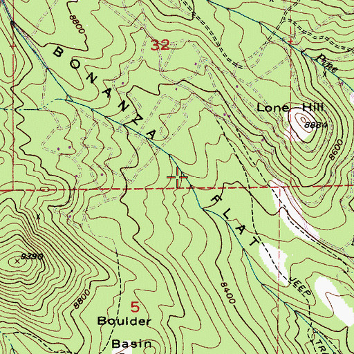 Topographic Map of Bonanza Flat, UT